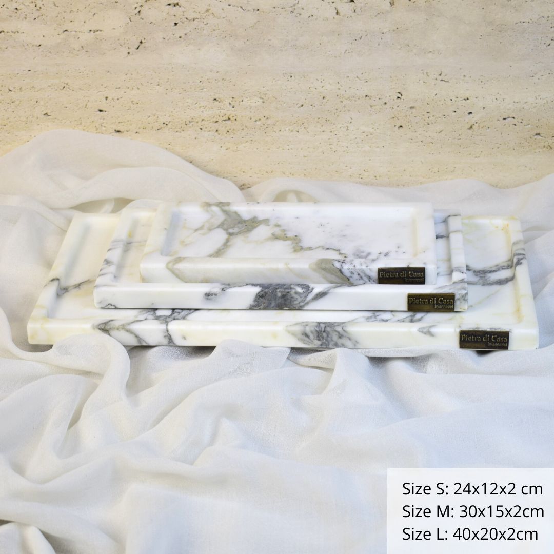 PIETRA DI CASA - Venta al por mayor Bandejas decorativas - Bandeja de mármol Calacatta Vagli italiana PAPA ALANA1