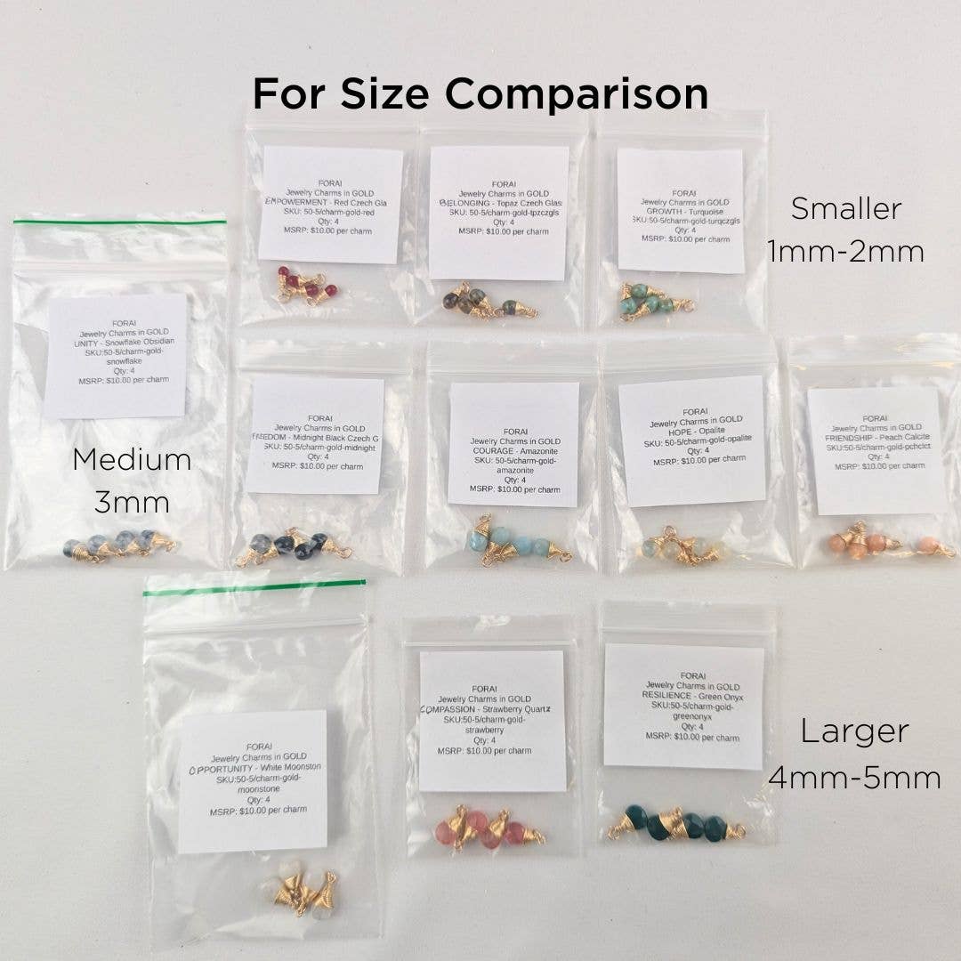 Forai - Wholesale Individual Charm/Pendant - Resilience Green Onyx Charms in Gold - Pack of 44