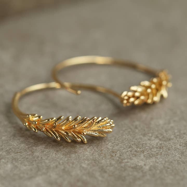 Silk Purse, Sow's Ear - Wholesale Hoop Earrings - Tiny Gold Leaf Hoop Earrings