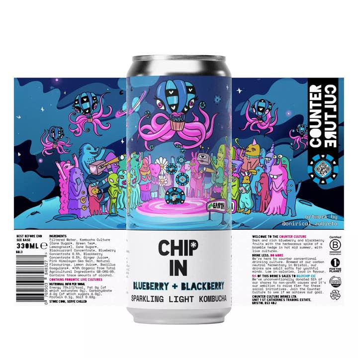 Counter Culture Drinks - Wholesale Kombucha - Counter Culture - Blueberry + Blackberry Kombucha Soda