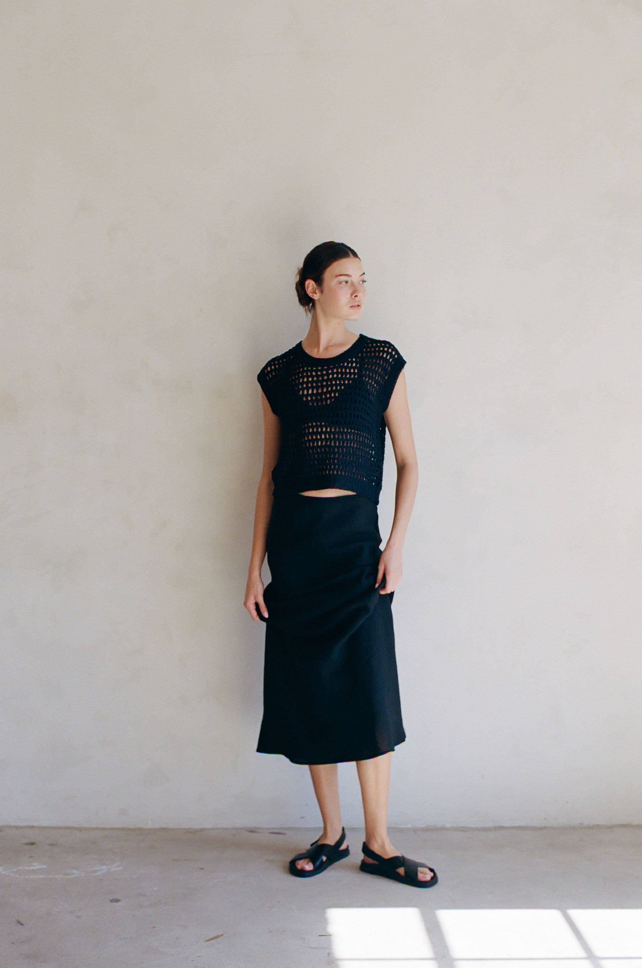 a.ren - Venta al por mayor Jersey corto de punto - Mujer - AW1068 | Jersey de Punto Acrílico Tencel Lino Pullover Top3