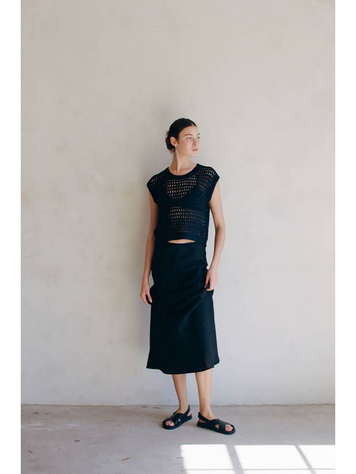 a.ren - Venta al por mayor Jersey corto de punto - Mujer - AW1068 | Jersey de Punto Acrílico Tencel Lino Pullover Top3