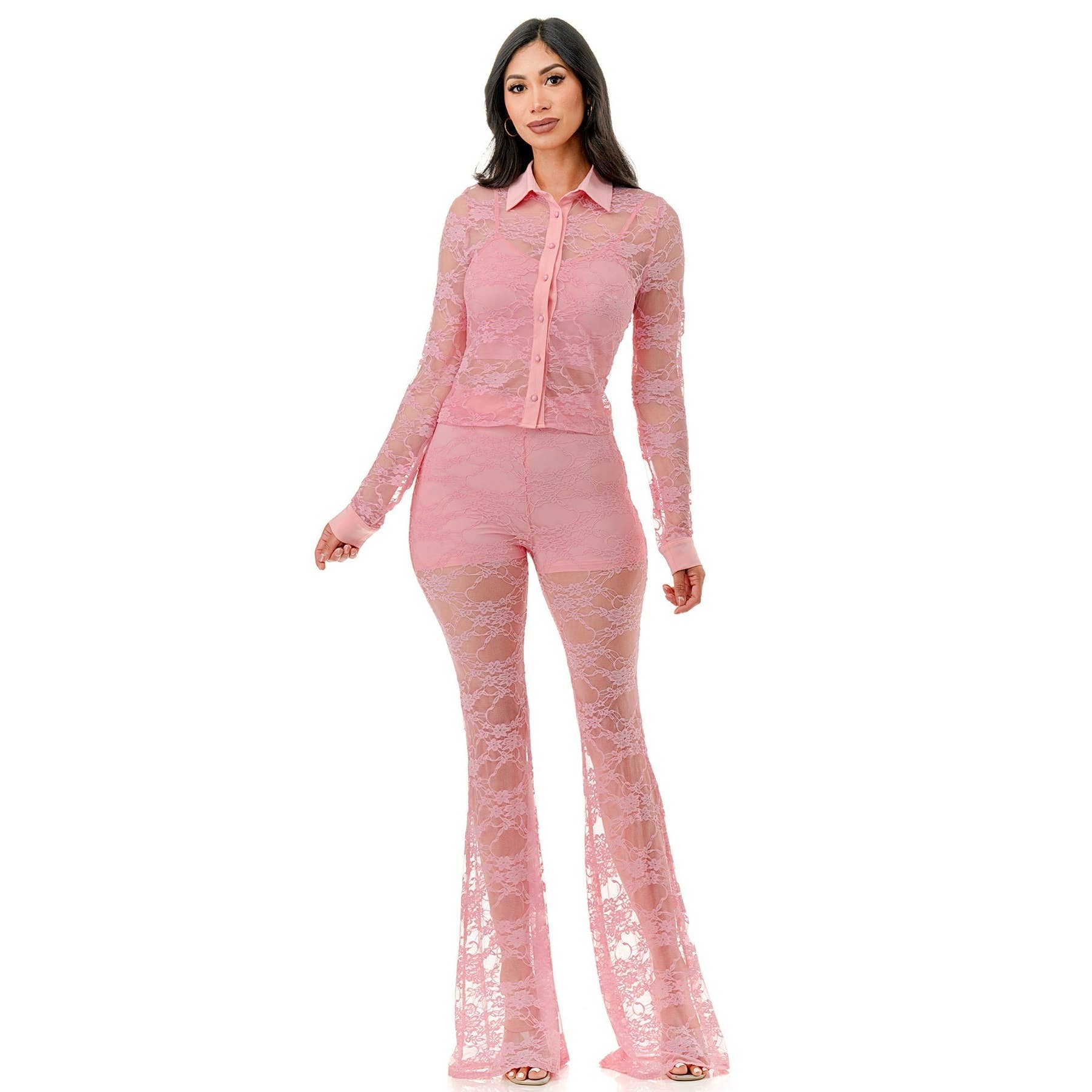 DORCAS - Wholesale Set met top en broek (GEEN Loungewear) - Dames - Plus, set van kanten hemd met tanktop en kanten broek5