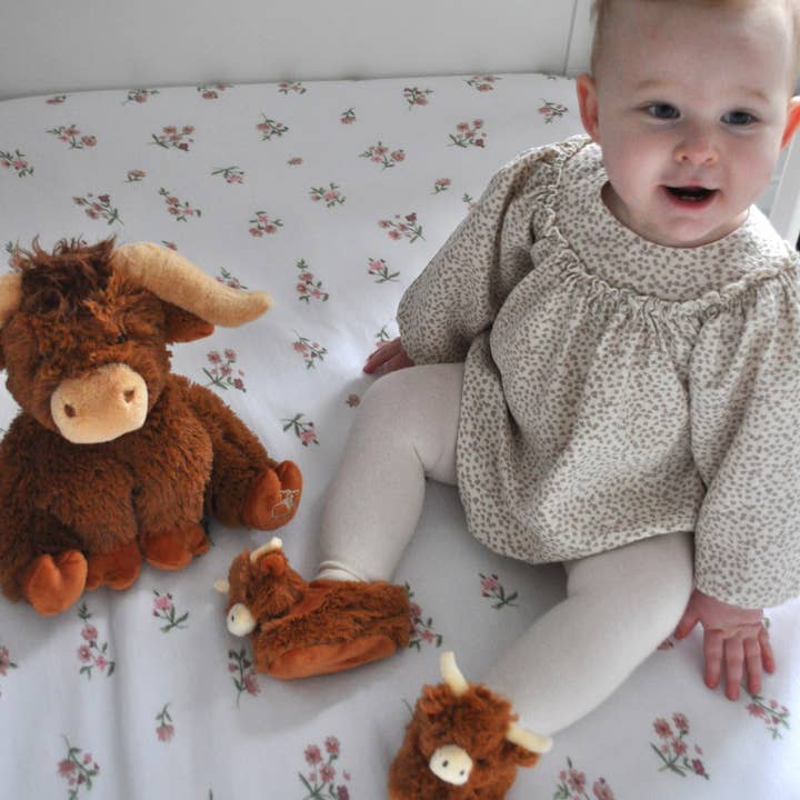 Jomanda Soft Toys & Accessories - Wholesale Slippers - Baby - Horny Highland Cow Plush Baby Soft Slippers House Shoes