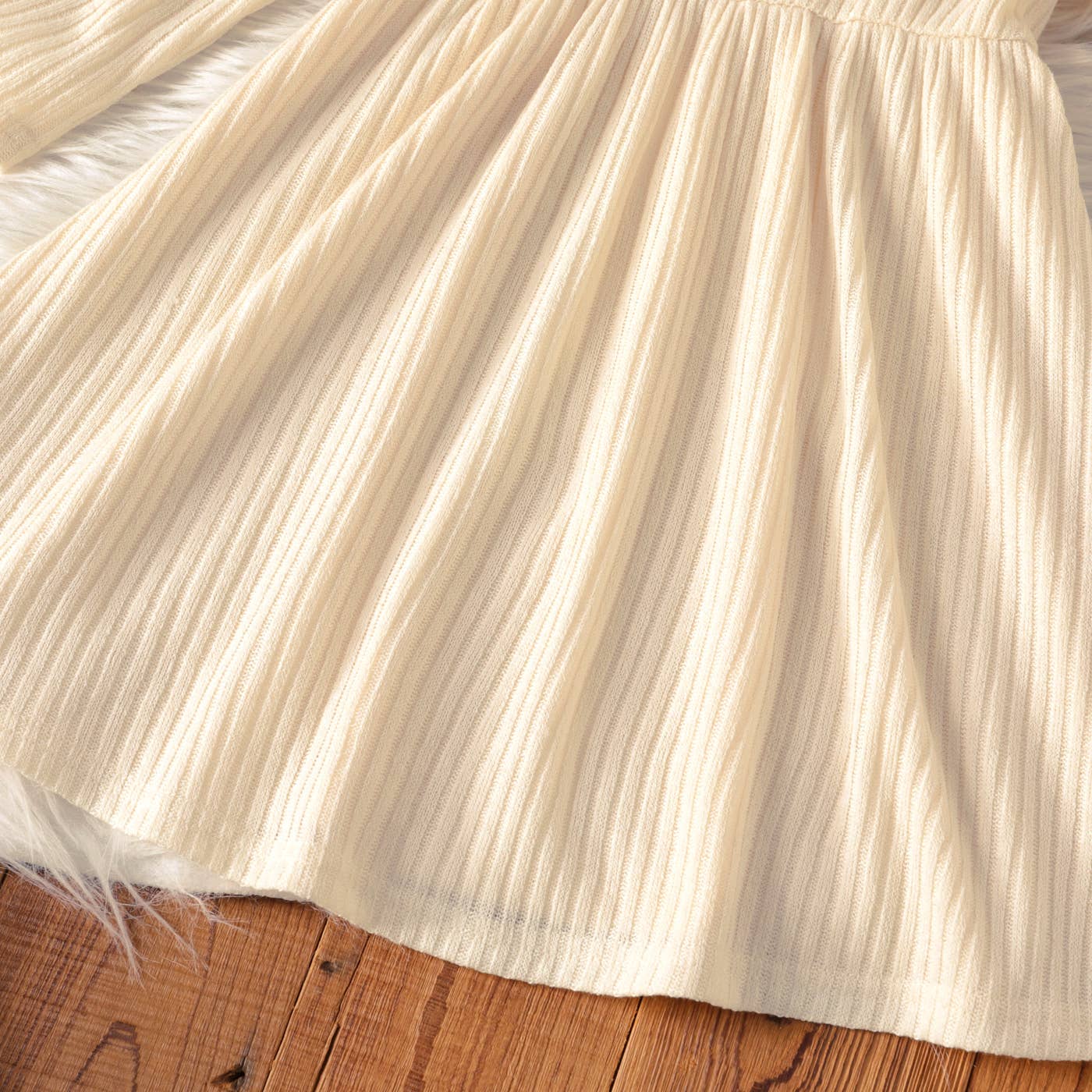 PatPat - Wholesale Dress - Kids - Toddler Girl Turtleneck Solid Color Ribbed Long-sleeve Dress9