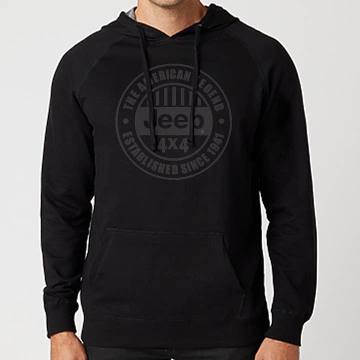 Jeep® American Legend French Terry Hoodie Herr - Svart för wholesale av Detroit Shirt Co.