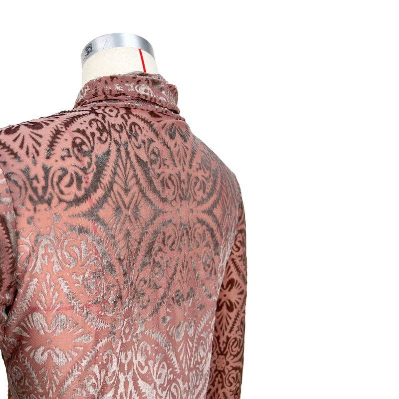 safistyle - Wholesale Blouse - Women's - High Neck Velvet Printed Long-Sleeve Top6