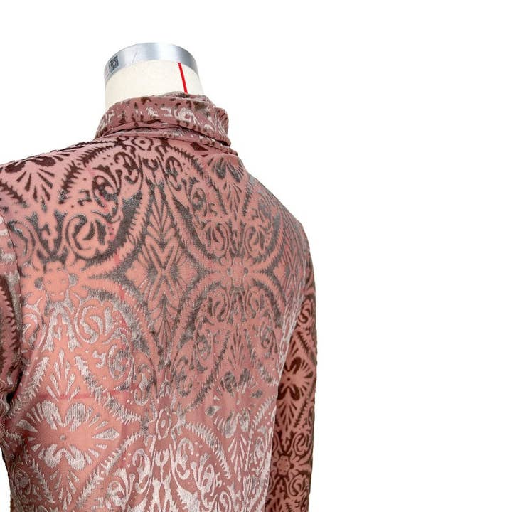 safistyle - Wholesale Blouse - Women's - High Neck Velvet Printed Long-Sleeve Top6