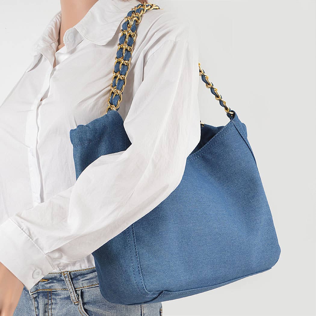 3AM BY H&D ACCESSORIES - Wholesale Tote Bag - Women's - Denim Tote Bag W/chain2