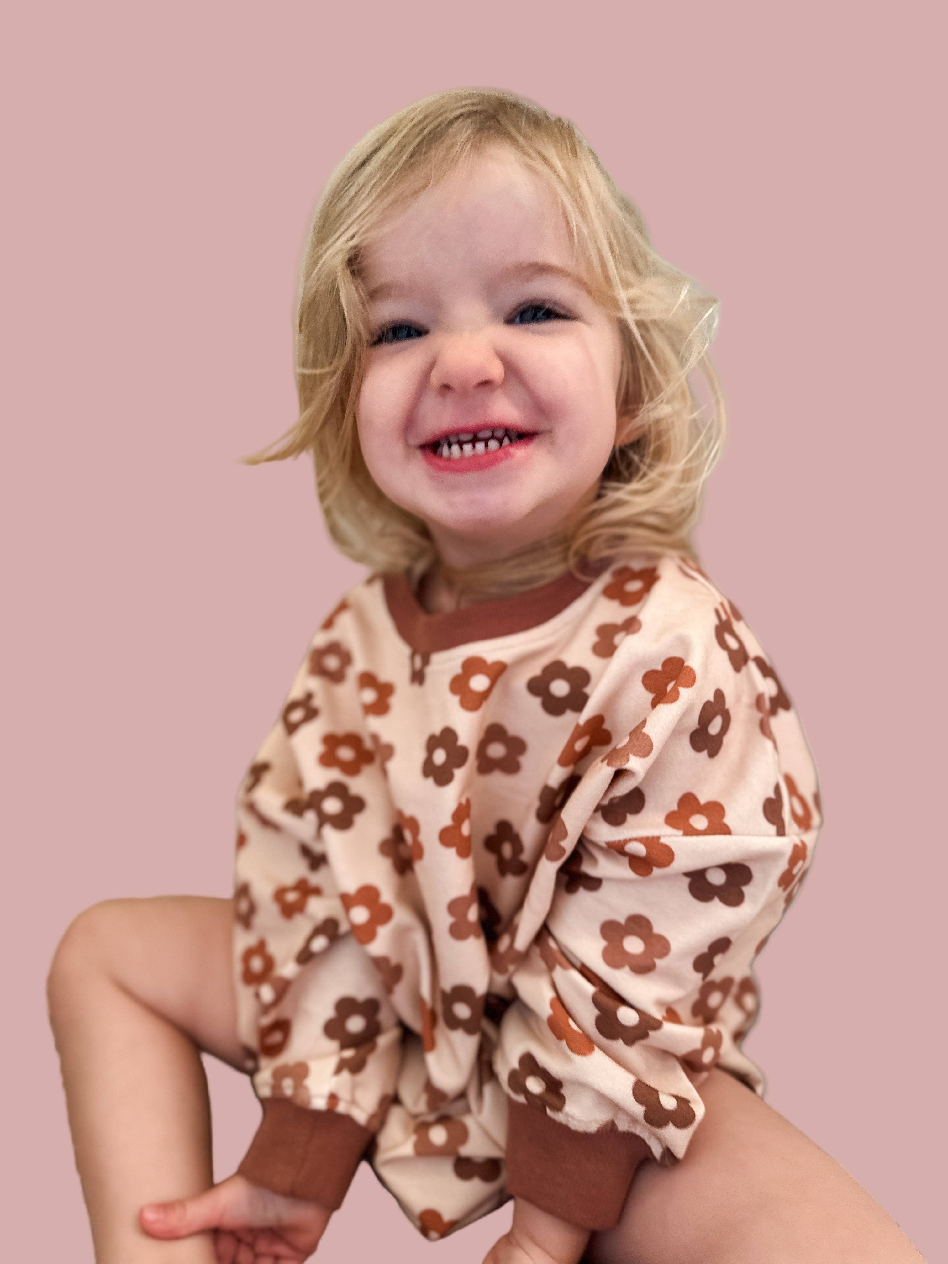 Addie Joy company - Wholesale Jumpsuit - Baby - Oversized Cozy Romper - Spiced Daisy3