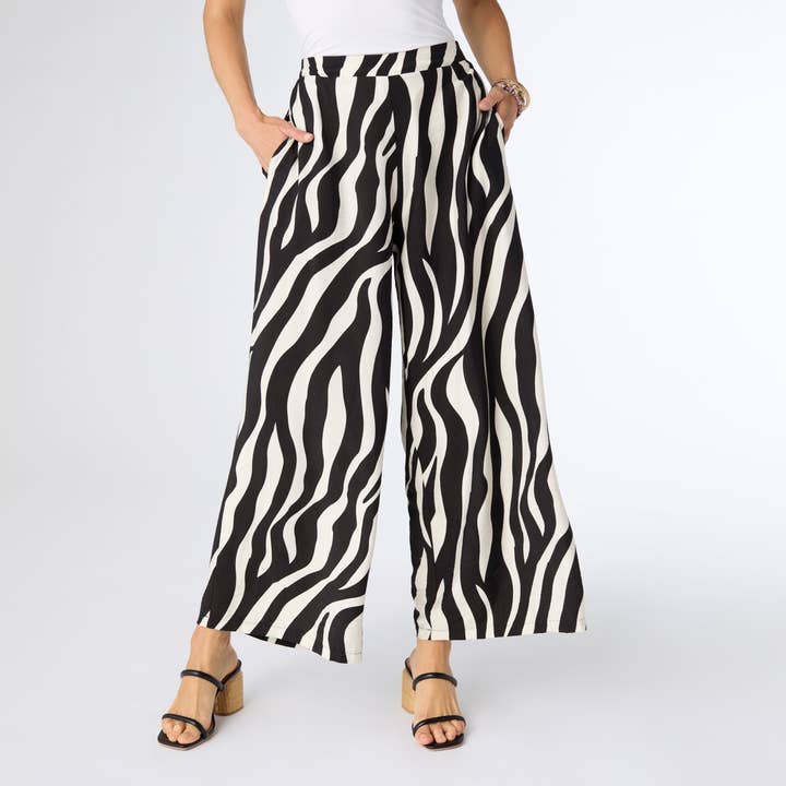 Black Taupe Gracie Wide Leg Flowy Pant for wholesale on Faire