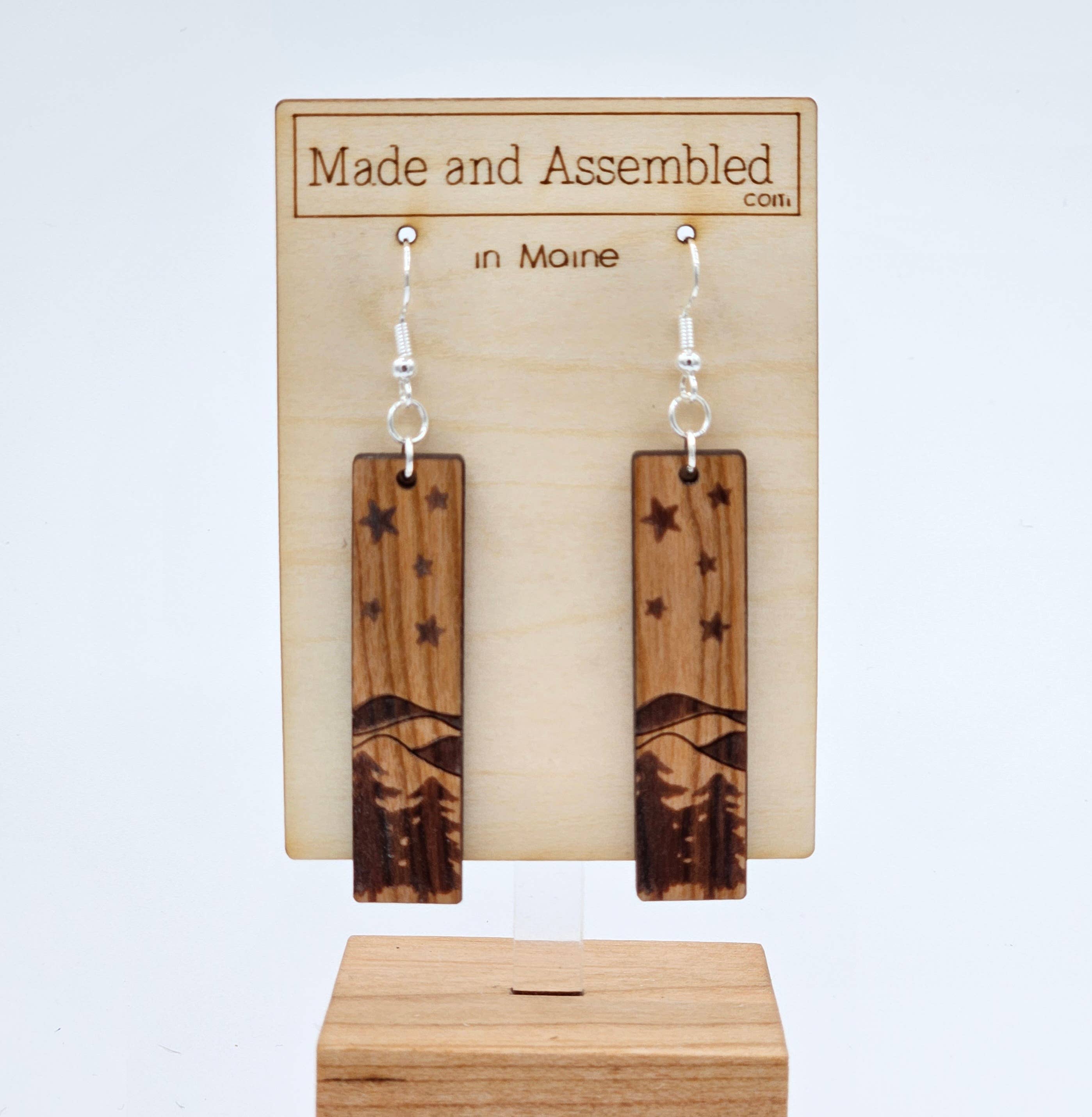 Made and Assembled - Wholesale Dangle Earrings - Wildwood Collection - Mountain Scene Rectangular  Earrings0