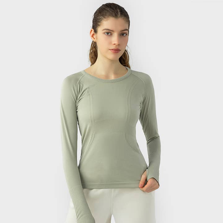 Sodalemon - Wholesale Athletic top – Women′s - Women Seamless Quickly Dry Long Sleeve Fitness Sport T-Shirt10