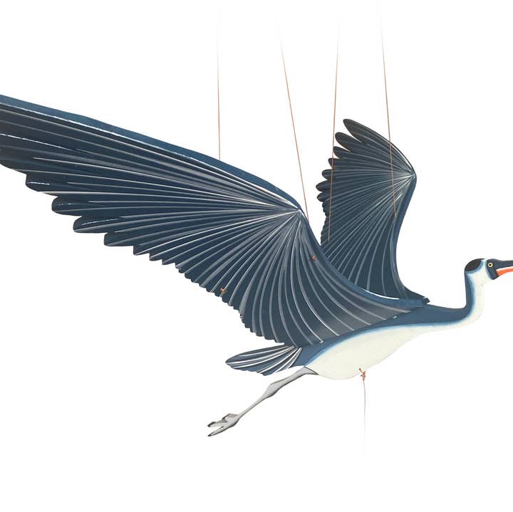 Blue Heron Flying Bird Mobile for wholesale by Tulia's Artisan Gallery