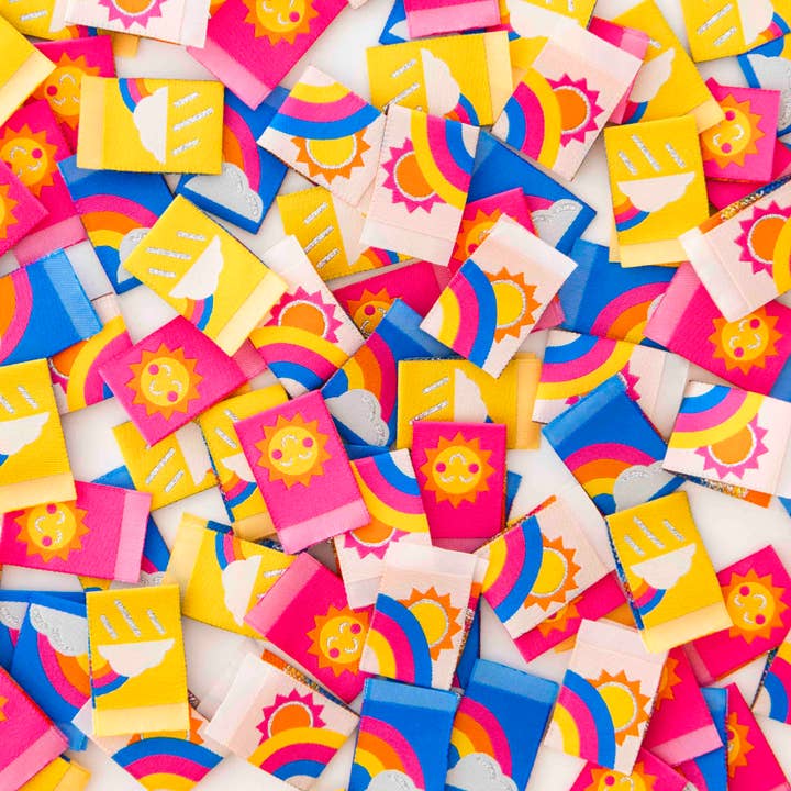 Sarah Hearts - Wholesale Craft Supplies - Sun and Rainbow Multipack Woven Labels