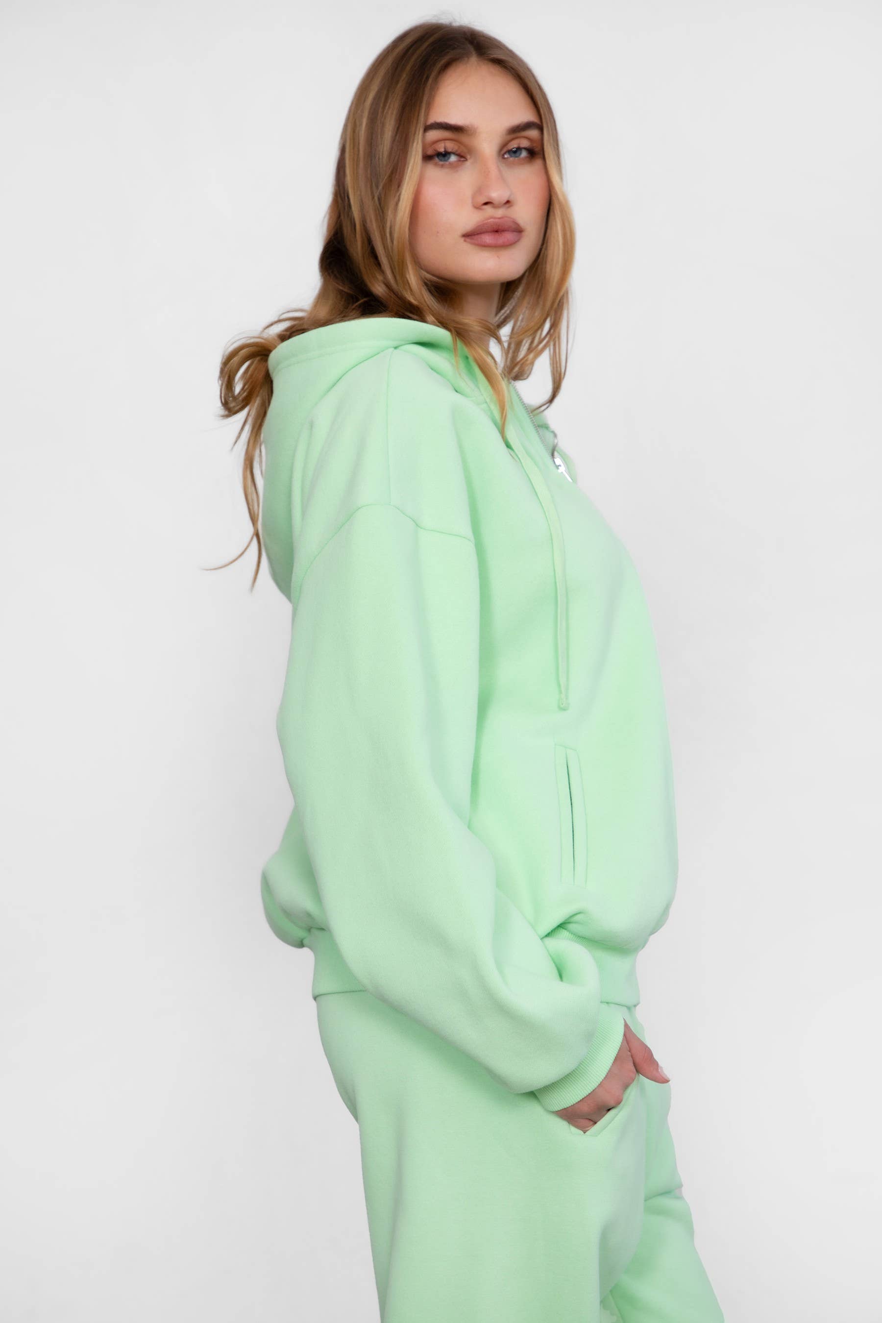 TICTOC - Wholesale Hoodie - Women's - UNIVERSITY Plush Fleece Loose Fit Zip Up Hoodie With Pockets33
