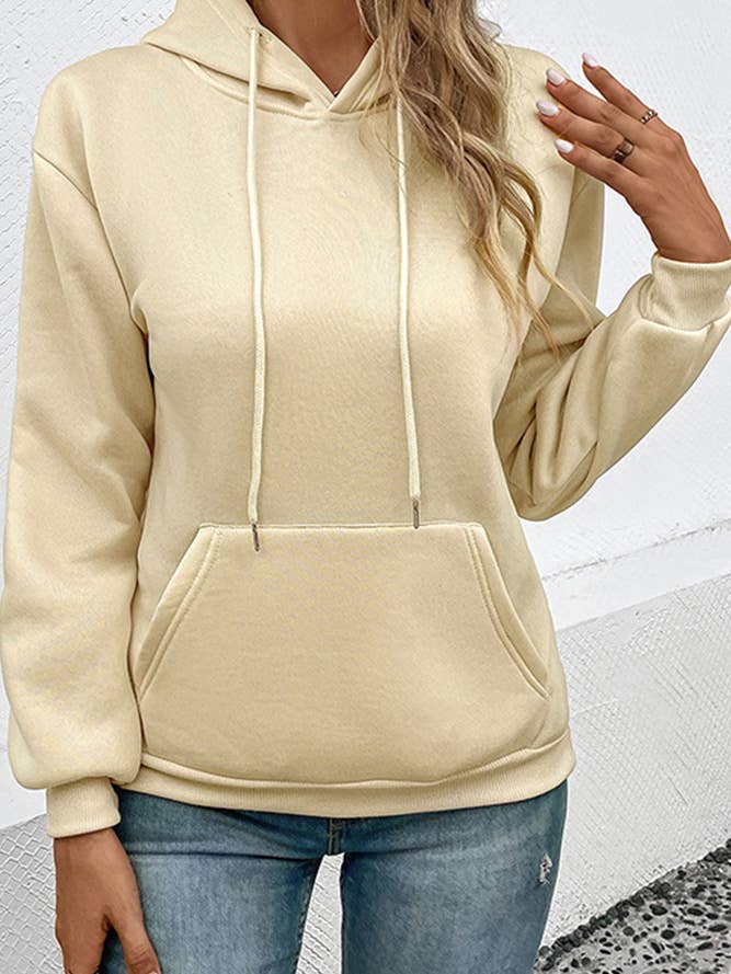 UNISHE - Wholesale Hoodie - Women's - Plain Kangaroo Pocket Drawstring Hoodies BFZY6191
