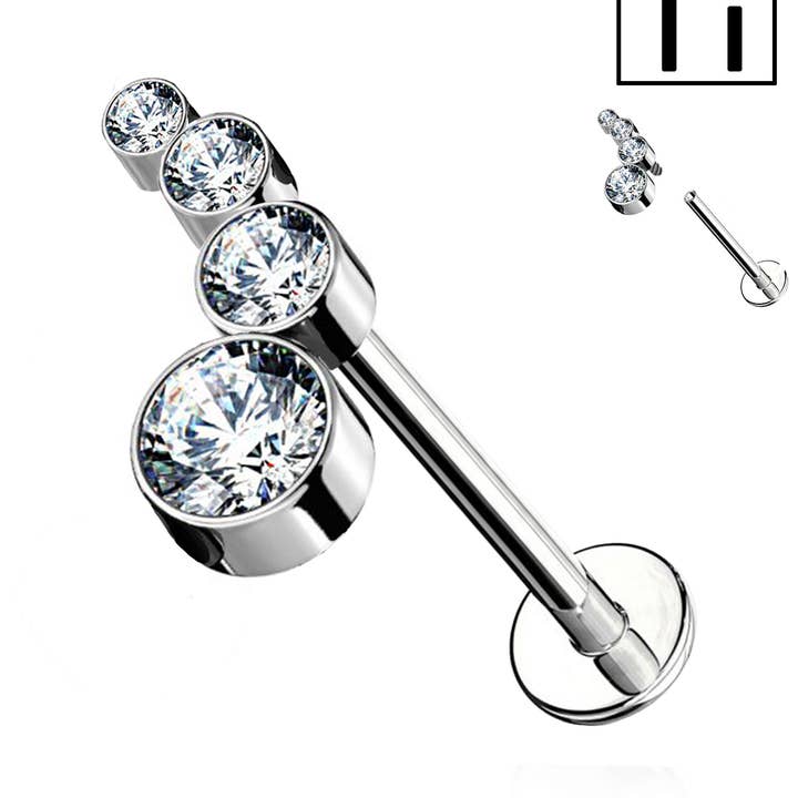 Piercing com Quatro Esferas Cristalinas e com Ficha PWC-042 por atacado de Awaken