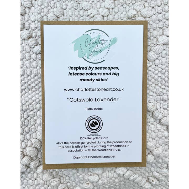 Charlotte Stone Art - Vente Carte de vœux classique - Carte de vœux Champs de Lavande-Art Éco Fleurs Colorées2