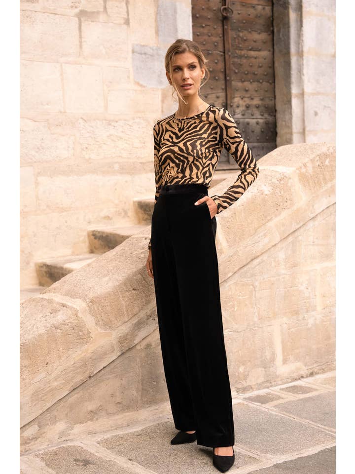 CHOKLATE PARIS - Wholesale Pants – Women's - High-waisted straight-cut velvet trousers - P222822