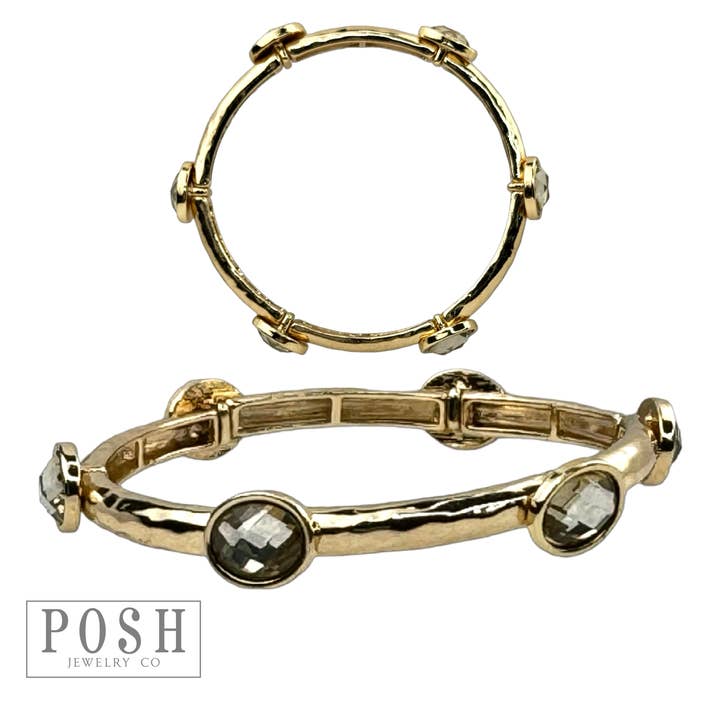 Pink Panache Brands - Wholesale Cuff Bracelet - Faceted oval crystal bracelet6