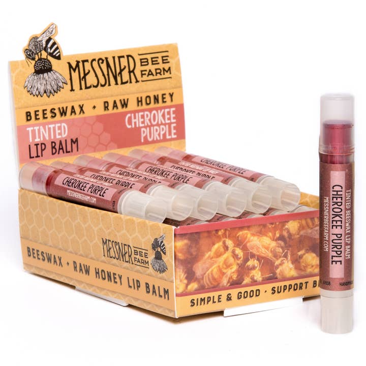Cherokee Purple Tinted Lip Balm for wholesale by Messner Bee Farm
