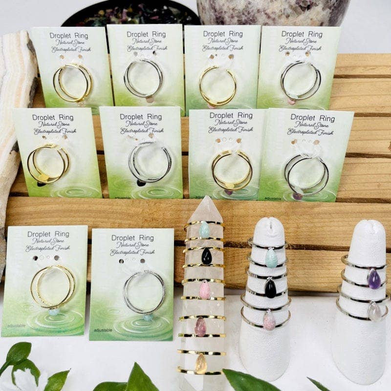 Rock Paradise - Wholesale Single Stone/Solitaire Ring - Crystal Droplet Gemstone Rings8