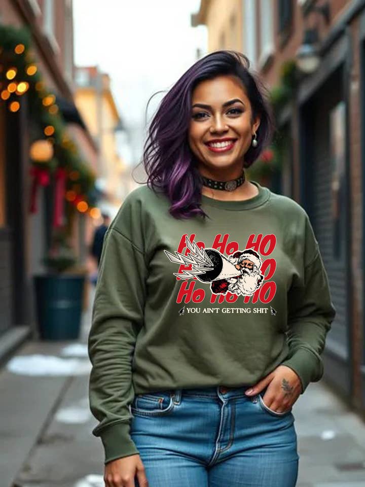 Sudadera divertida de Navidad "Santa, no vas a recibir nada" - Jersey unisex de cuello redondo para venta al por mayor de Cherry Chic Designs