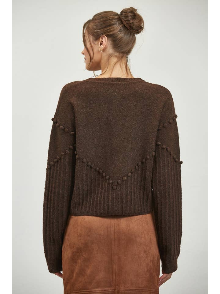 Edit by Nine - Wholesale Cardigan - Women's - Pom Pom Detail Oversized Sweater Cardigan6