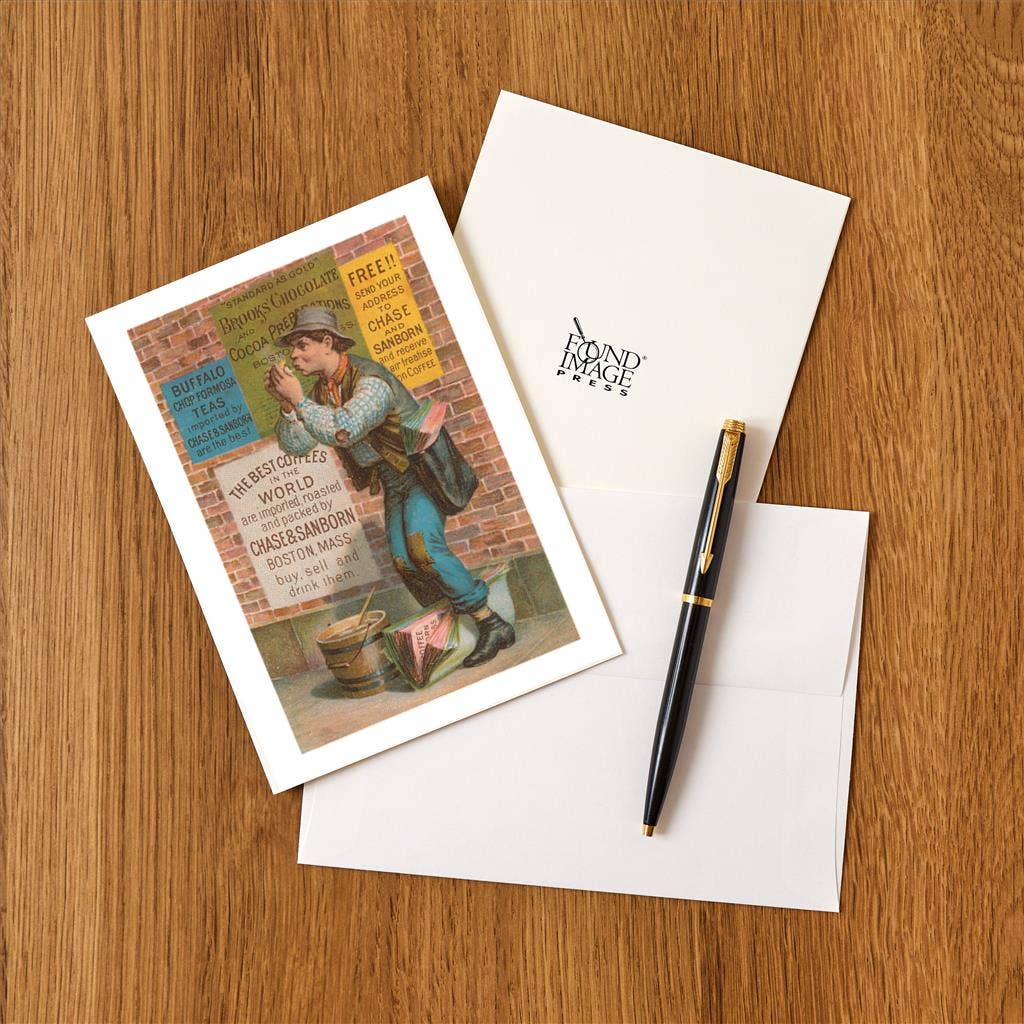 Found Image Press – wholesale Stationery/notecard set – Greeting Card CF-118 Street Vender with Advertisements1