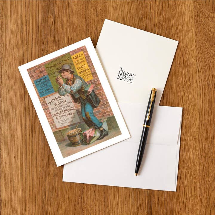 Found Image Press - Wholesale Stationery/Notecard Set - Greeting Card CF-118 Street Vender with Advertisements1