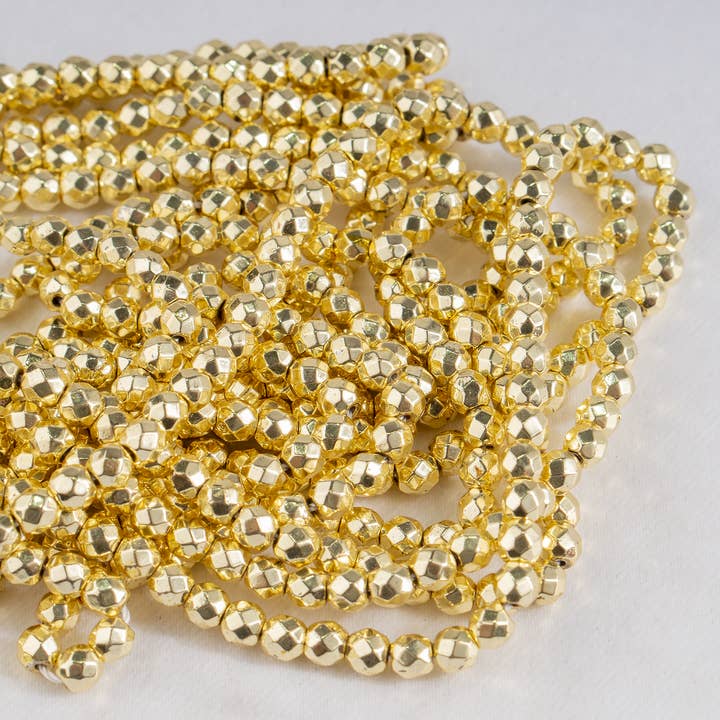 Soothing Crystals Beads - Wholesale Beads - Faceted Beads | Dark Gold Hematite | Gemstone Beads5