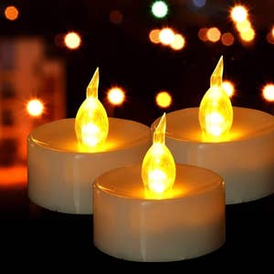 Christmas Flameless Glitter Candles, Rechargeable Flickering LED Water  Candle, Battery Operated Candles with Base, Desk Table Light Lamp Decor for