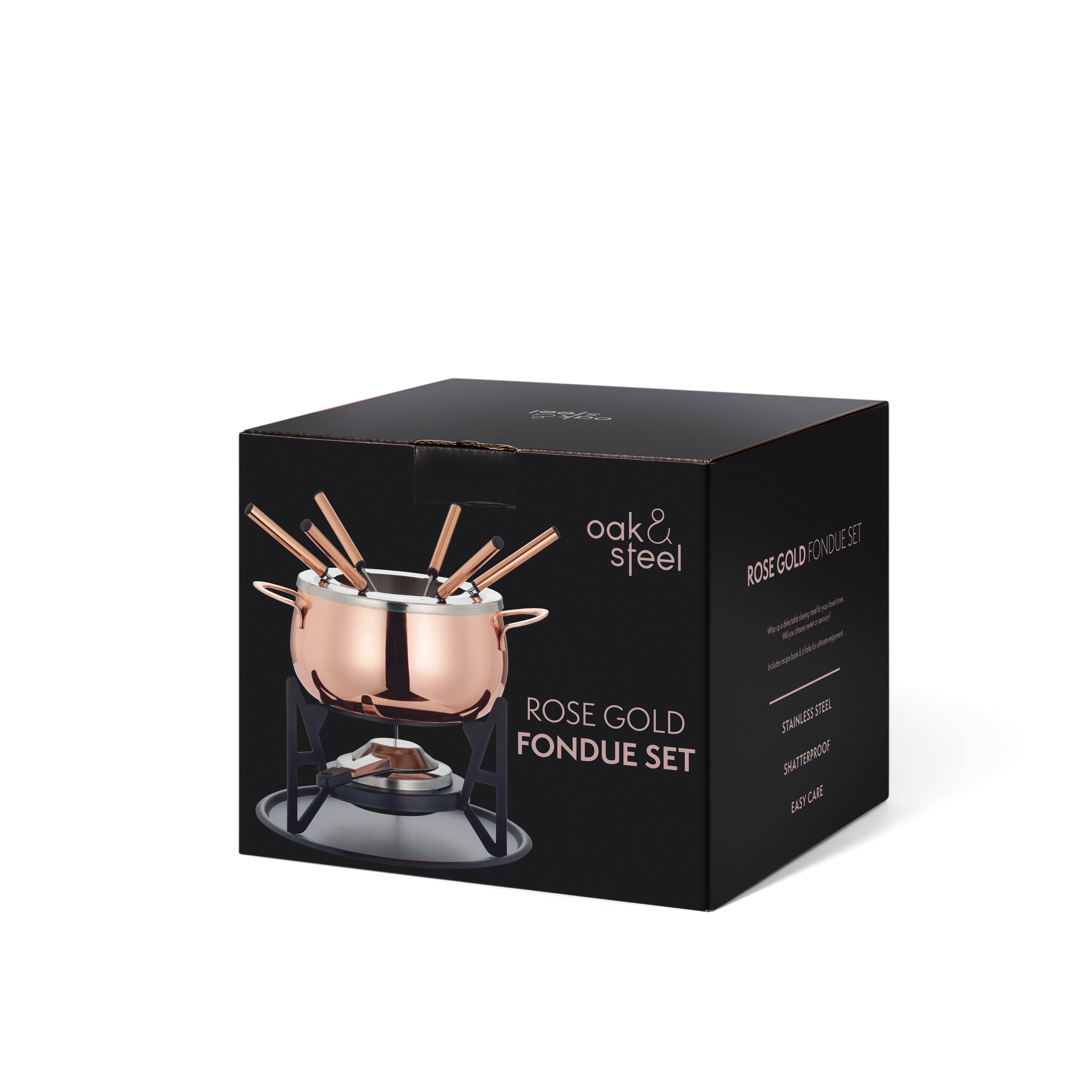 Oak & Steel - Wholesale Kitchen Appliance - Rose Gold Fondue Gift Set5