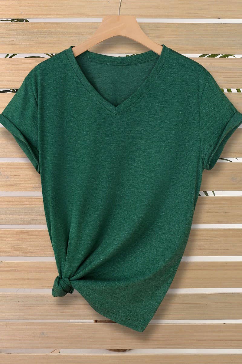 NINEXIS - Wholesale T-Shirt - Women's - CWTTS1544_V-NECK FASHION SIMPLE SOLID COLOR SHORT SLEEVES6