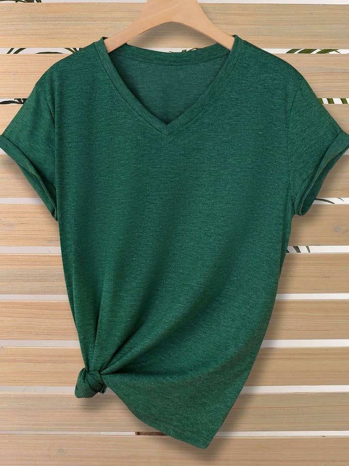 NINEXIS - Wholesale T-Shirt - Women's - CWTTS1544_V-NECK FASHION SIMPLE SOLID COLOR SHORT SLEEVES6