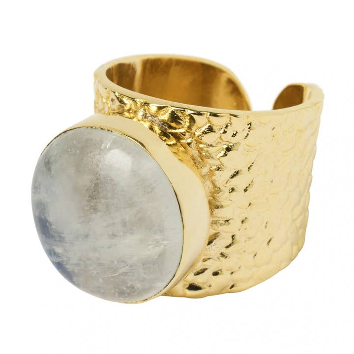 Rainbow Moonstone 'Moon' Ring for wholesale by YAA YAA LONDON