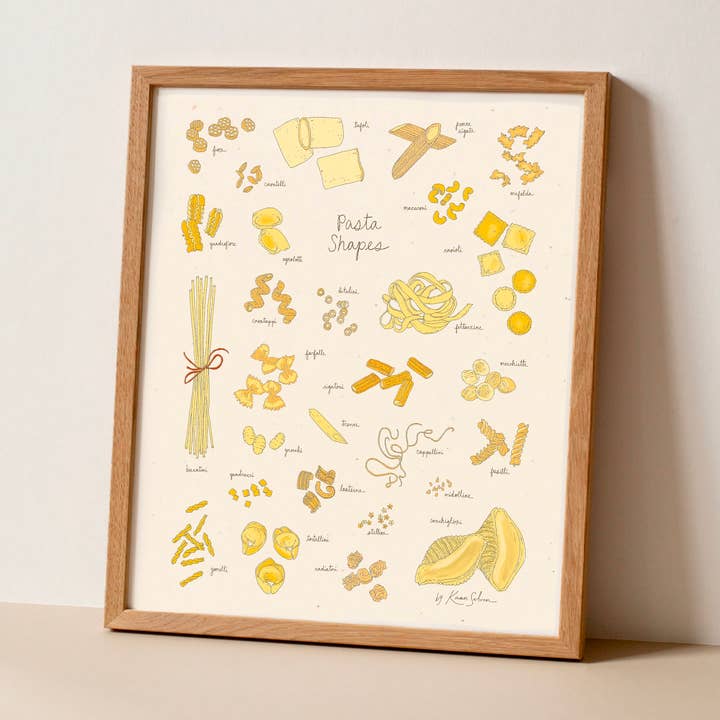 Pasta Shapes Art Print, Kaari's Kitchen Collection for wholesale by Kaari & Co.