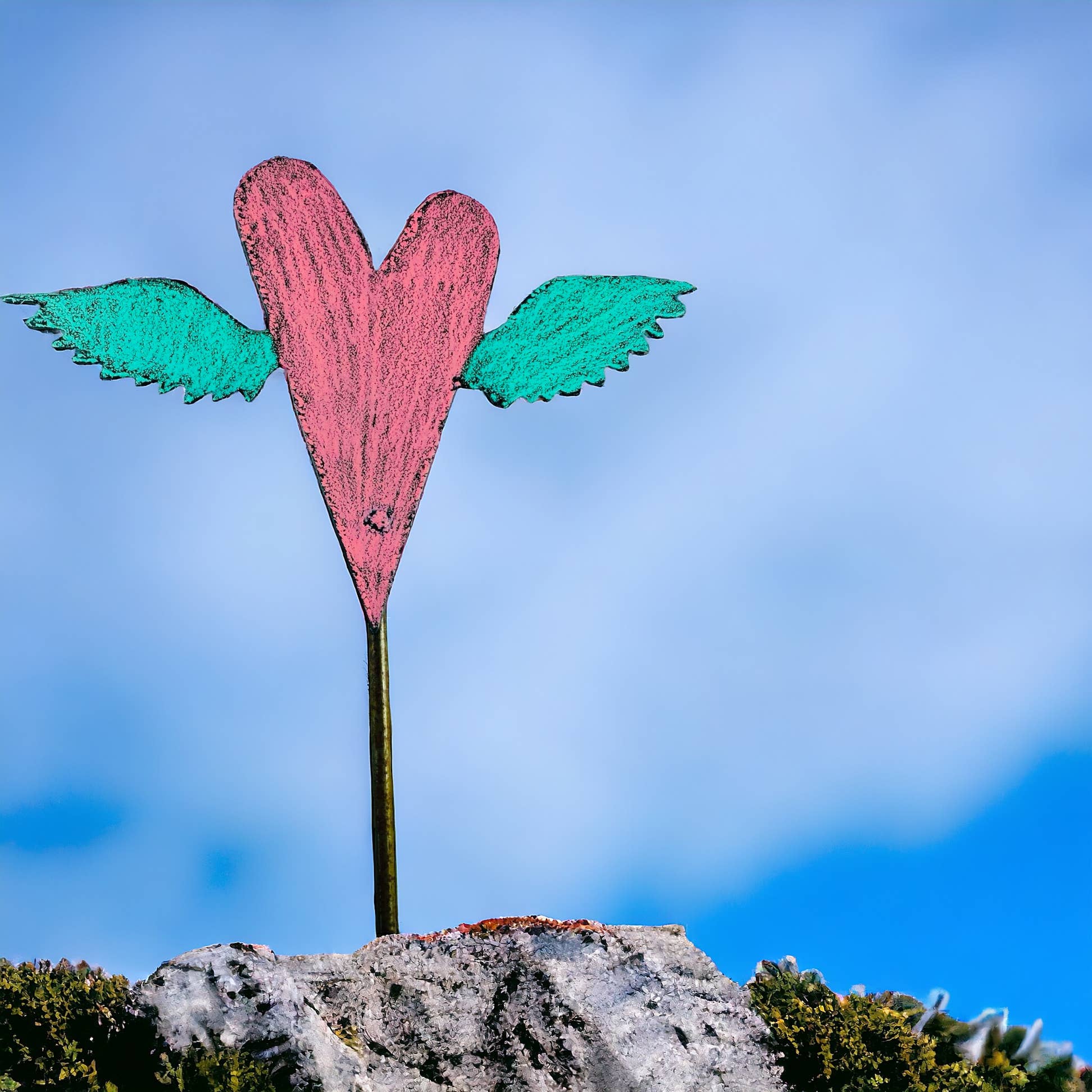 Whimsies – Engroshandel Have/havestolpe – Heart Wings Plant Stake finurlig have hippie sigøjner fred9