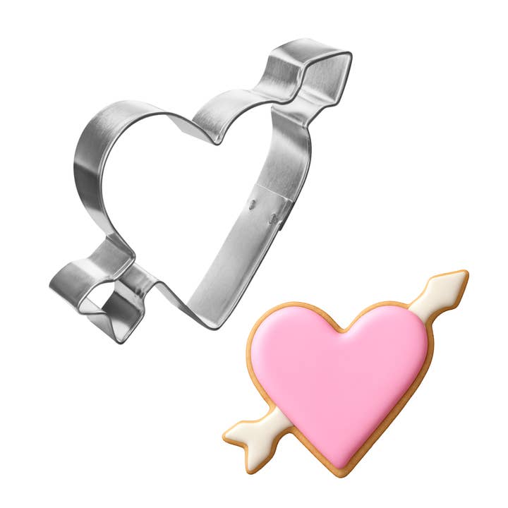 Heart With Arrow Cookie Cutter 4.25 in B1118 for wholesale by CookieCutter.com