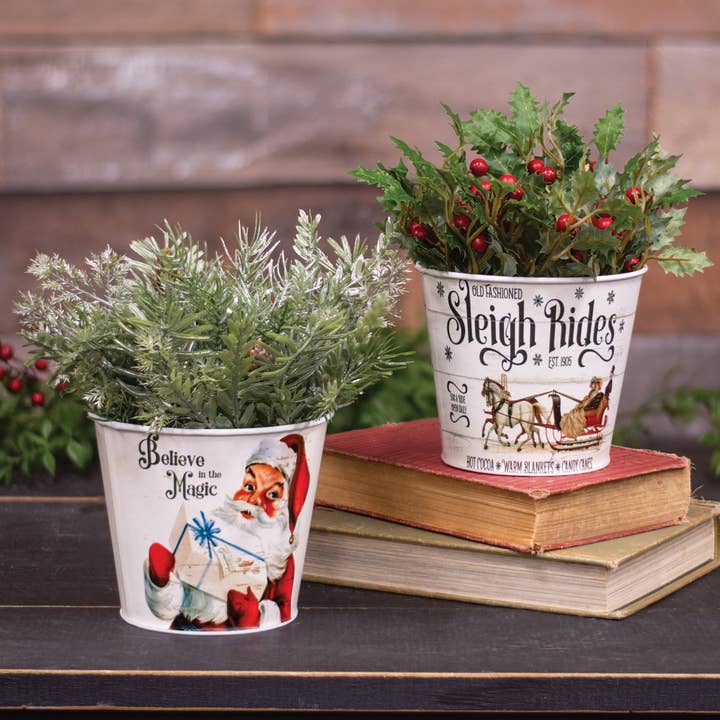 The Hearthside Collection - Wholesale Christmas Decoration - Believe in the Magic Santa White Metal Bucket2