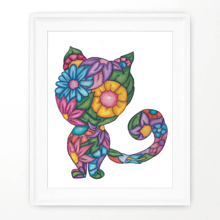 Impresión de flores de gato | Impresión artística floral para venta al por mayor de About A Cloud Stationery & Gifts