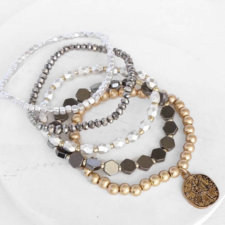 Bohemian Bracelet Set with a Coin for wholesale by PennyLine inc