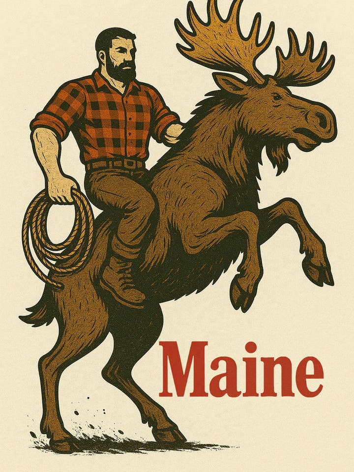 Mooseboy Maine Sticker for wholesale by Mentally In Maine