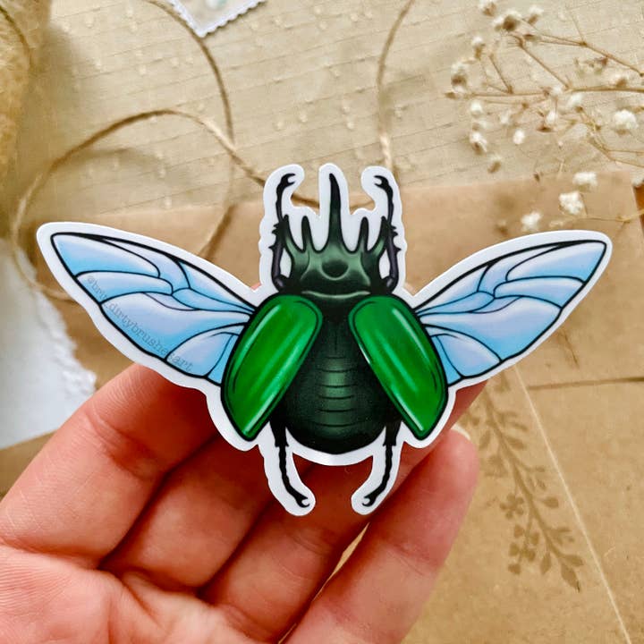 Rhino Beetle Wings Bug Insect - ADESIVO/DECALCOMANIA IMPERMEABILE per la vendita all'ingrosso da parte di Flying Fawn Studio