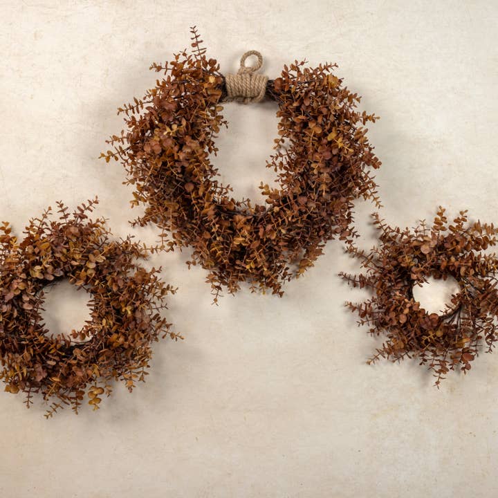 Ragon House - Wholesale Candle Holder - 18" BROWN EUCALYPTUS CANDLE RING2