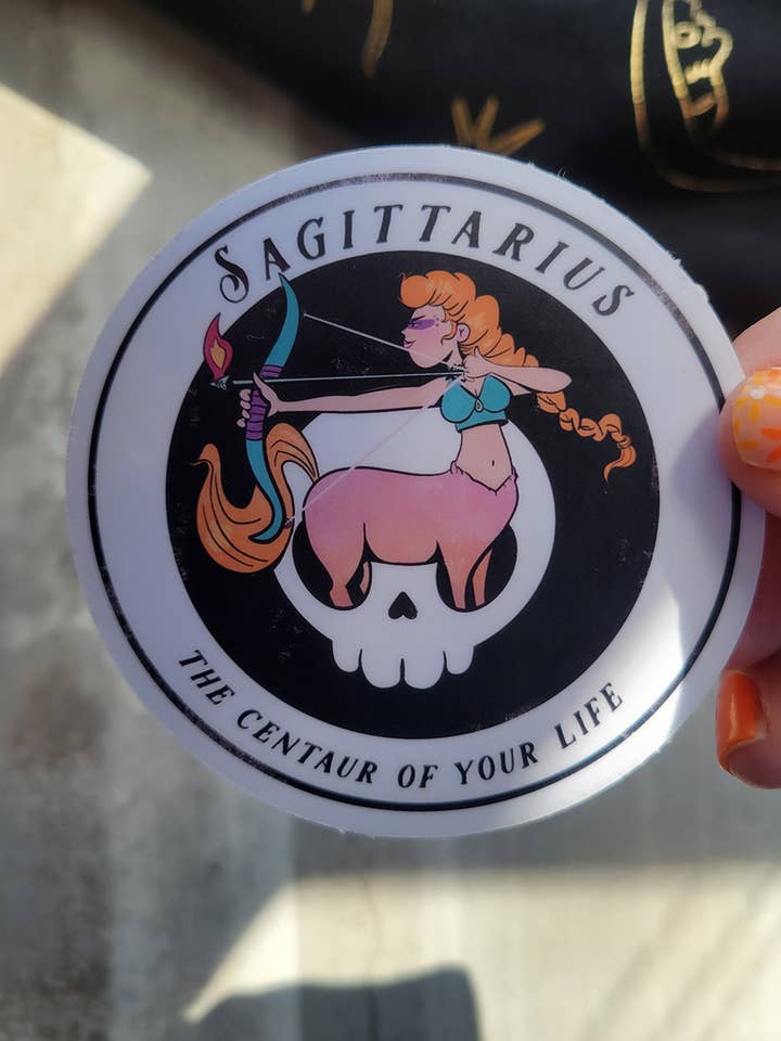 Witchy Sagittarius Skull Zodiac Sticker for wholesale by by Sarah Simpson