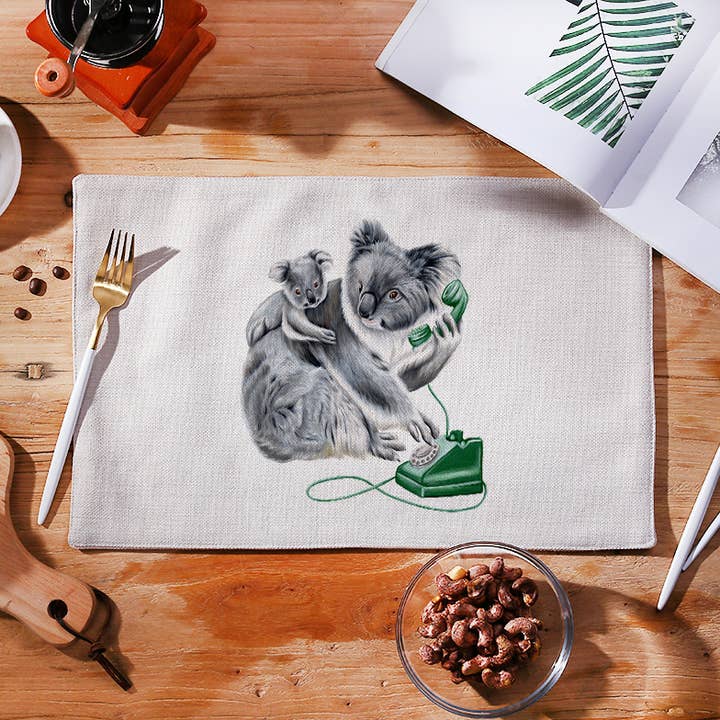 Koala On The Phone Placemat, Table Linen for wholesale by Study Room