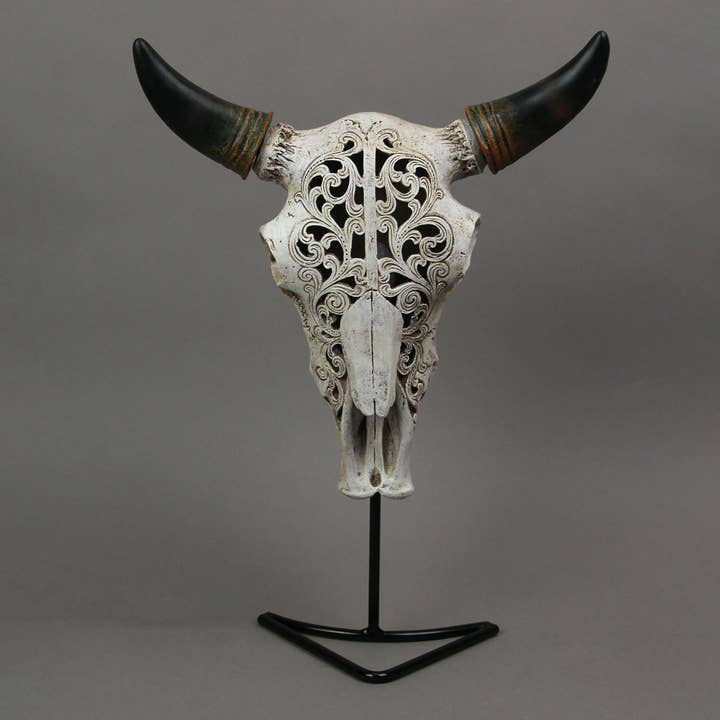 Zeckos - Wholesale Accent/Desk Lamp - Steer Skull Wall Table Accent Light w/ Removable Metal Stand1