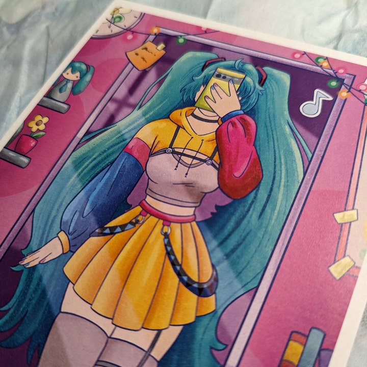 Ricefu Art & Tattoo - Wholesale Art Print - Hatsune Miku Mirror Selfie 5x7 Print